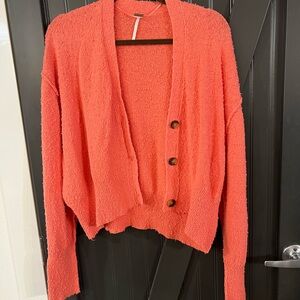 Free People Coral Chunky Knit Cardigan Button Front Small